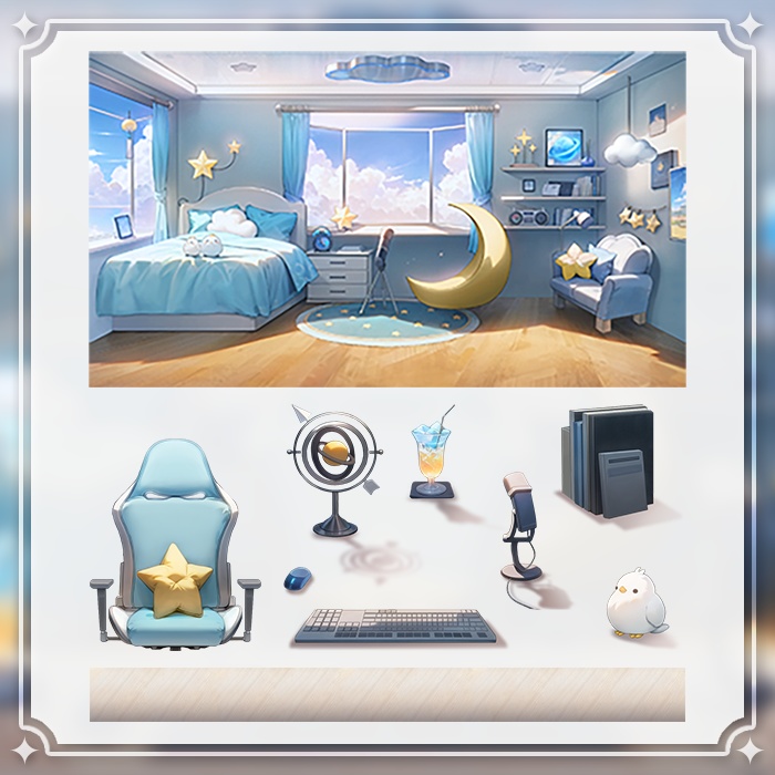 【配信部屋】(Vtuber向け) 配信背景-雲の部屋 / Live Streaming Background - Cloud's Live Streaming Room / Vtuber Room / Vtuber Background