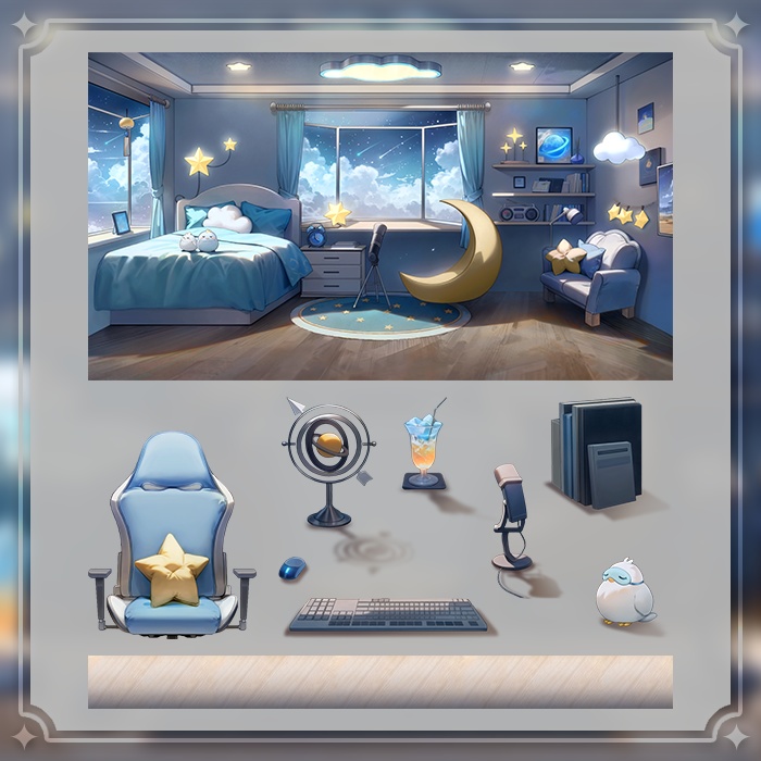 【配信部屋】(Vtuber向け) 配信背景-雲の部屋 / Live Streaming Background - Cloud's Live Streaming Room / Vtuber Room / Vtuber Background