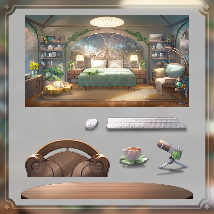 【配信部屋】(Vtuber向け) 配信背景-四つ葉のクローバーの部屋 / Live Streaming Background - Lucky clover's Live Streaming Room / Vtuber Room / Vtuber Background