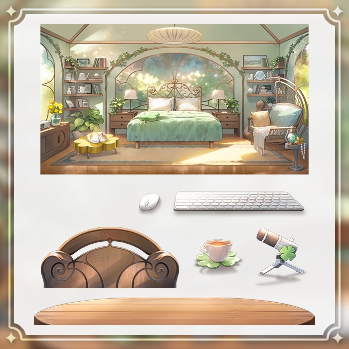 【配信部屋】(Vtuber向け) 配信背景-四つ葉のクローバーの部屋 / Live Streaming Background - Lucky clover's Live Streaming Room / Vtuber Room / Vtuber Background