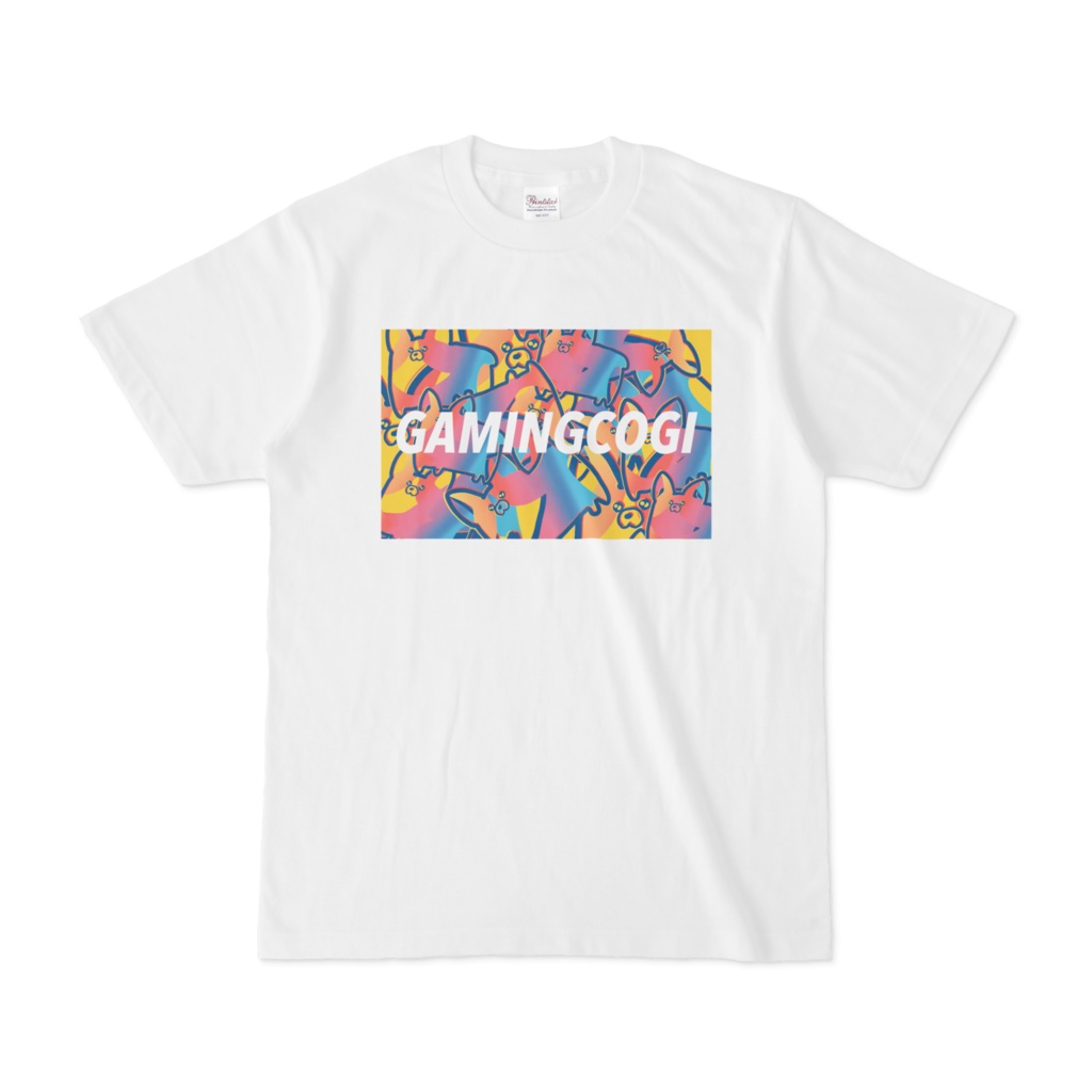 白文字ゲーミングコーギーTシャツ