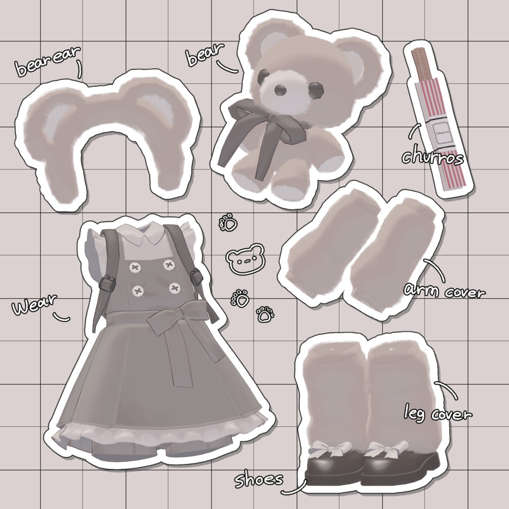  【3D衣装】 🤎くまぱーくコーデ🧸🍪【キプフェル/まめひなた/エルシオン/ノーチカ】