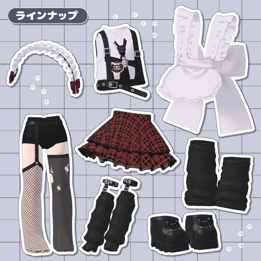 【5/1~】♥️Gothic Punk ねこめいど!🐾【3D衣装】【2アバター対応】