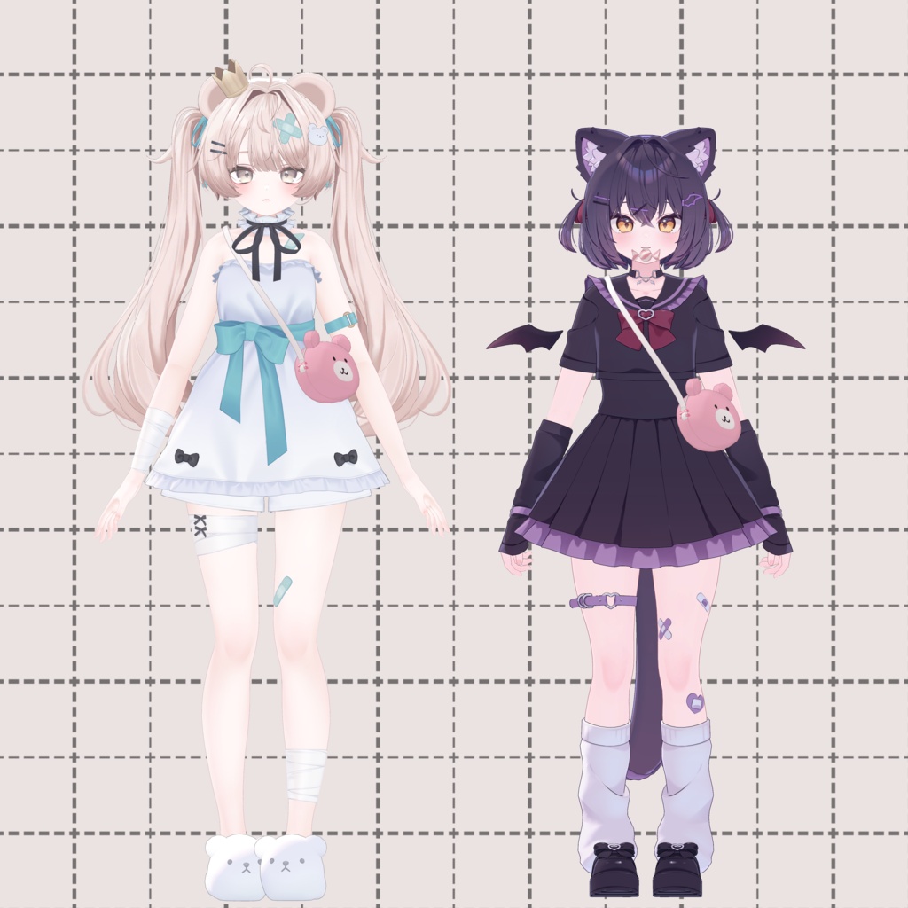 【無料/free】なんかかわいいくまちゃんポシェット&あめ【3D小物】