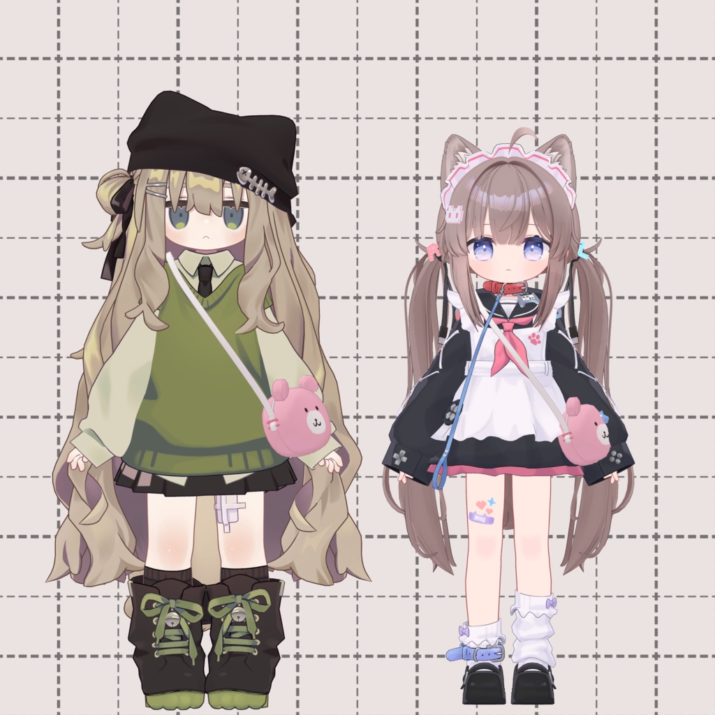 【無料/free】なんかかわいいくまちゃんポシェット&あめ【3D小物】