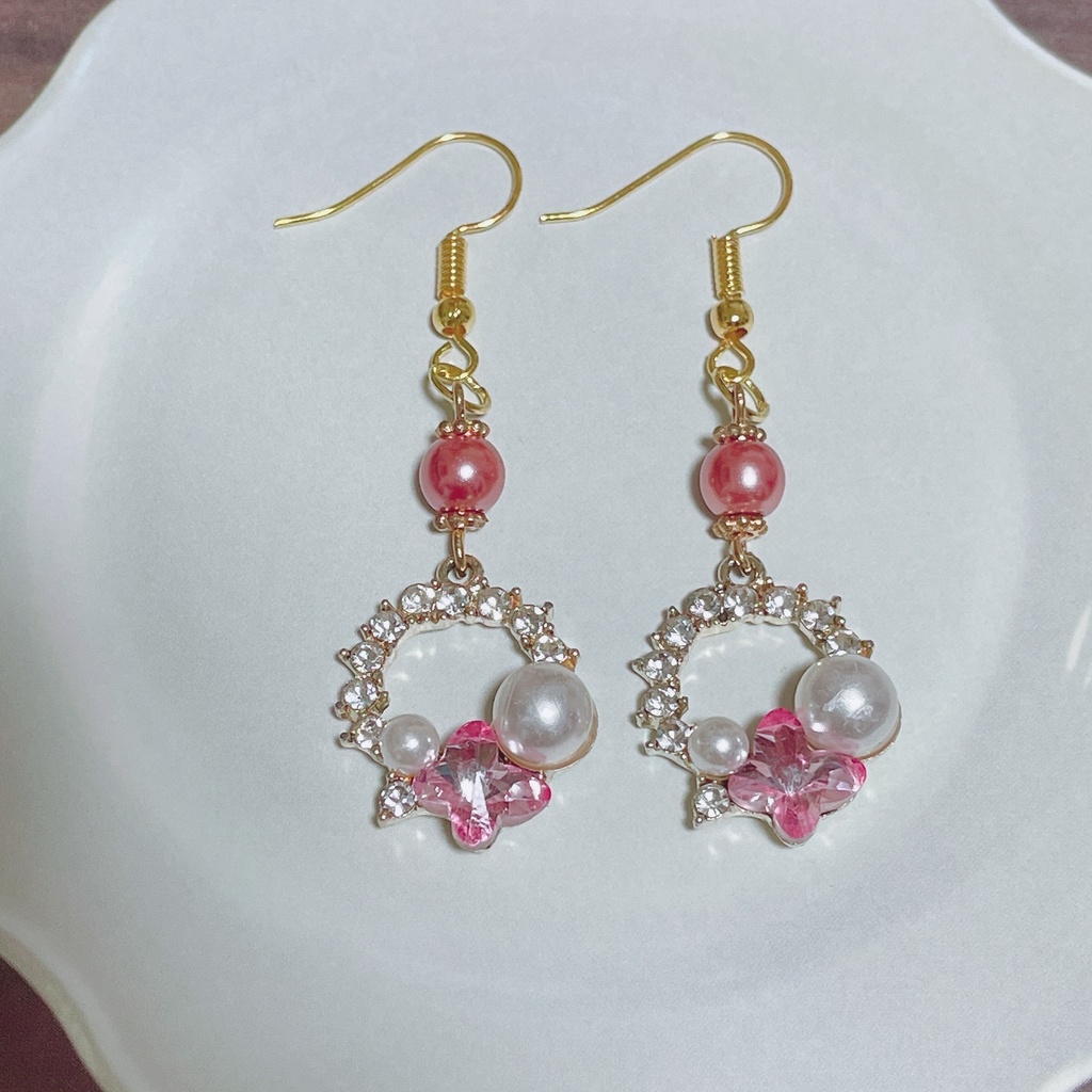 推し色ピアス (ピンク) ハンドメイド C