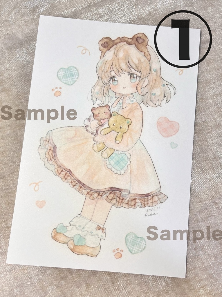 【ポストカード】くまちゃんごっこの女の子