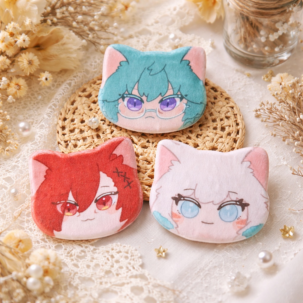 【FF14】猫耳ふわふわ缶バッジ