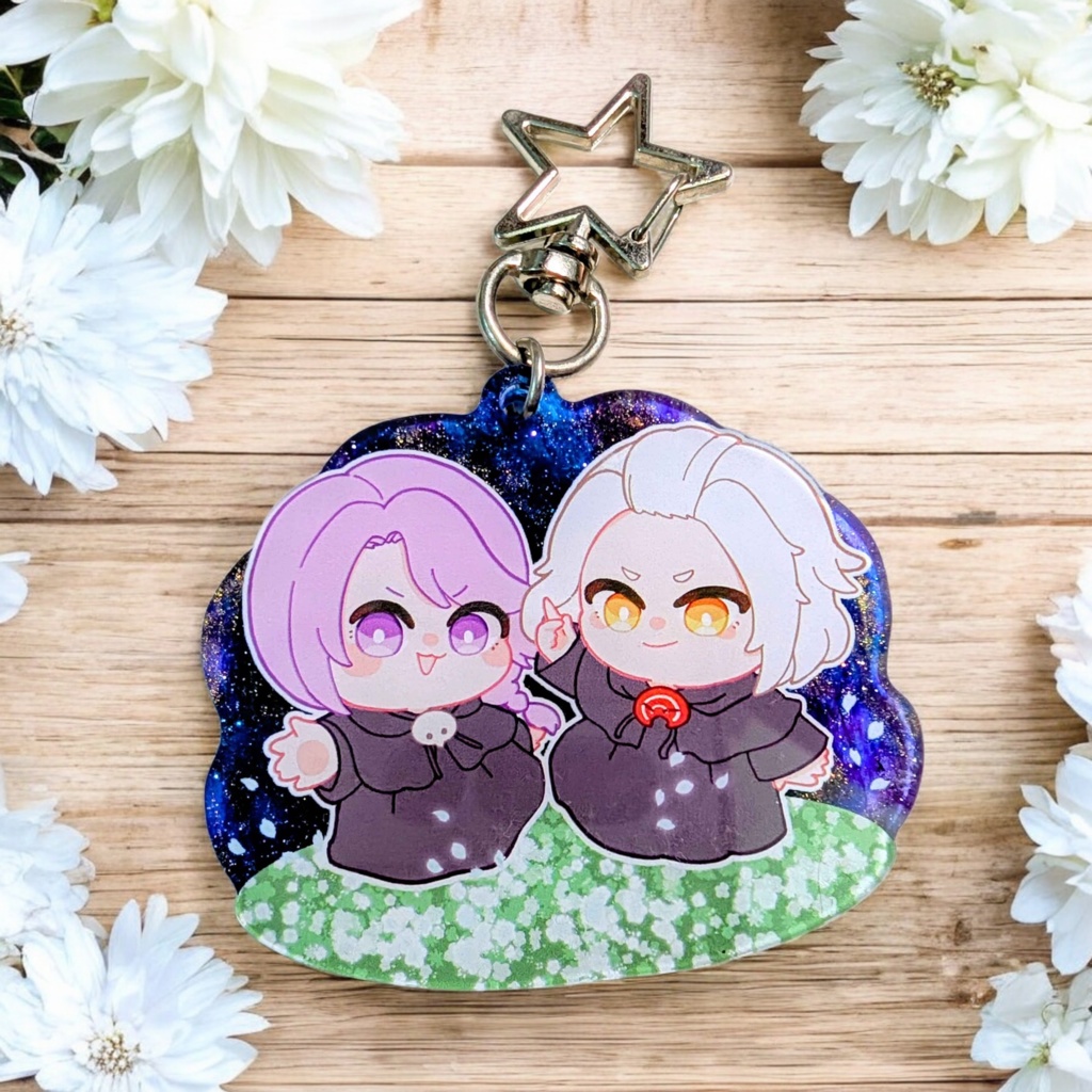 【FF14】ハーデス＆ヒュトロダエウスinエルピスの花畑　アクリルキーホルダー