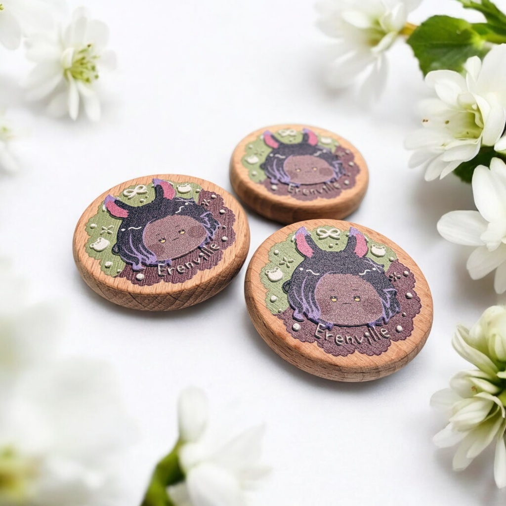 【FF14】エレンヴィル　木製クッキー缶バッジ