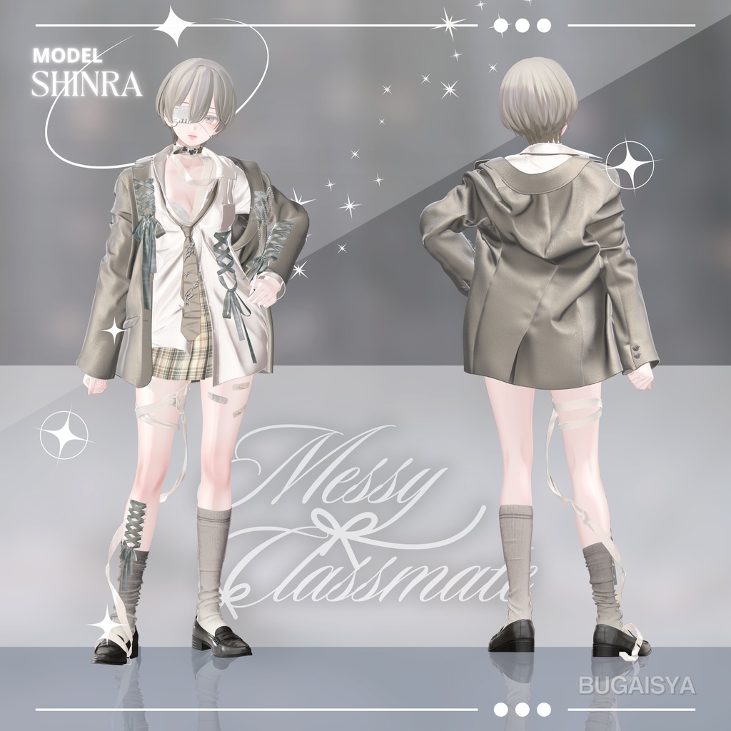 【VRC】ギミック搭載衣装 👔「MessyClassmate」 👔【4アバター対応】