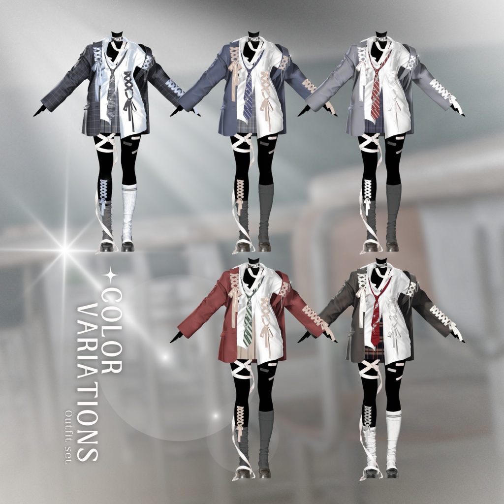 【VRC】ギミック搭載衣装 👔「MessyClassmate」 👔【4アバター対応】