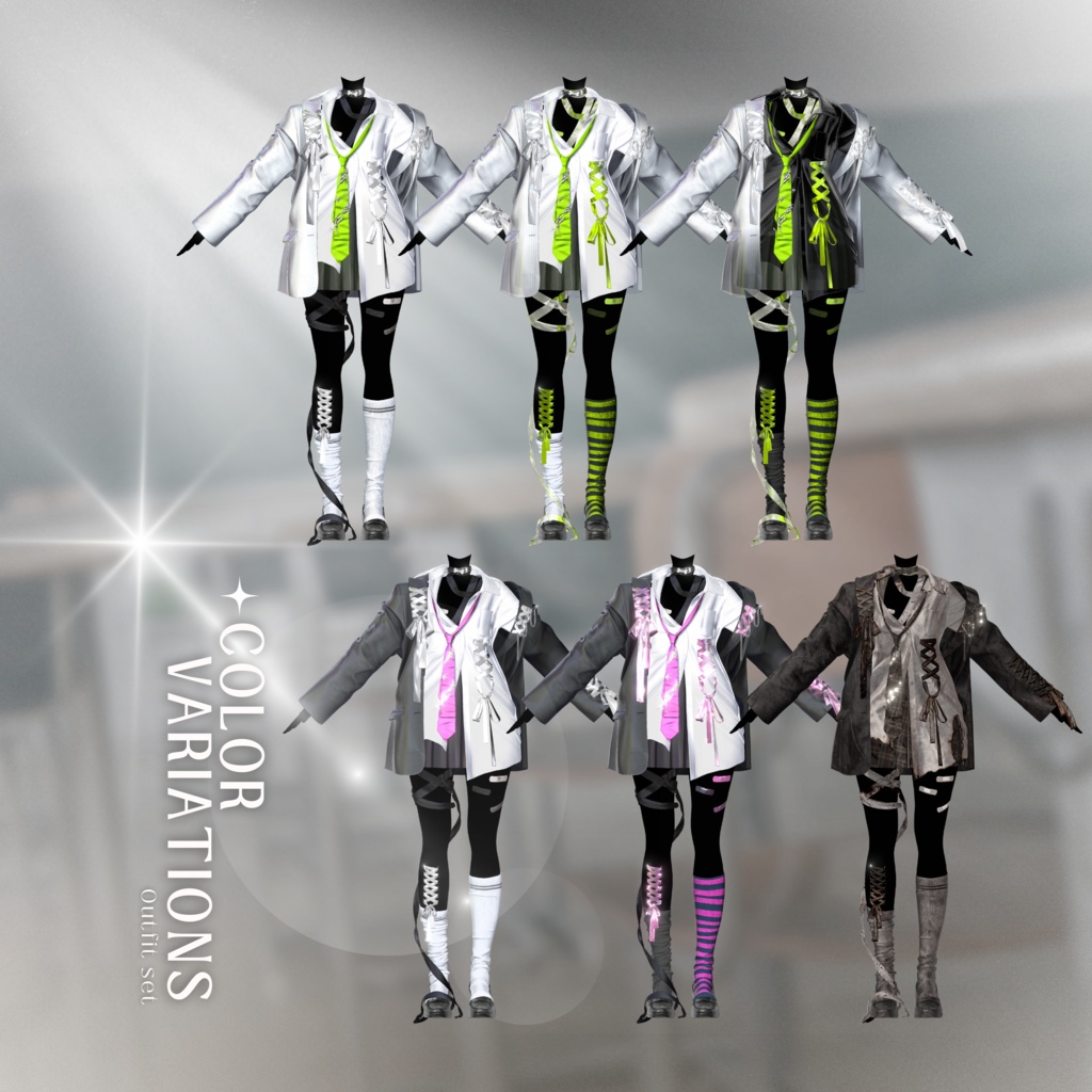 【VRC】ギミック搭載衣装 👔「MessyClassmate」 👔【4アバター対応】