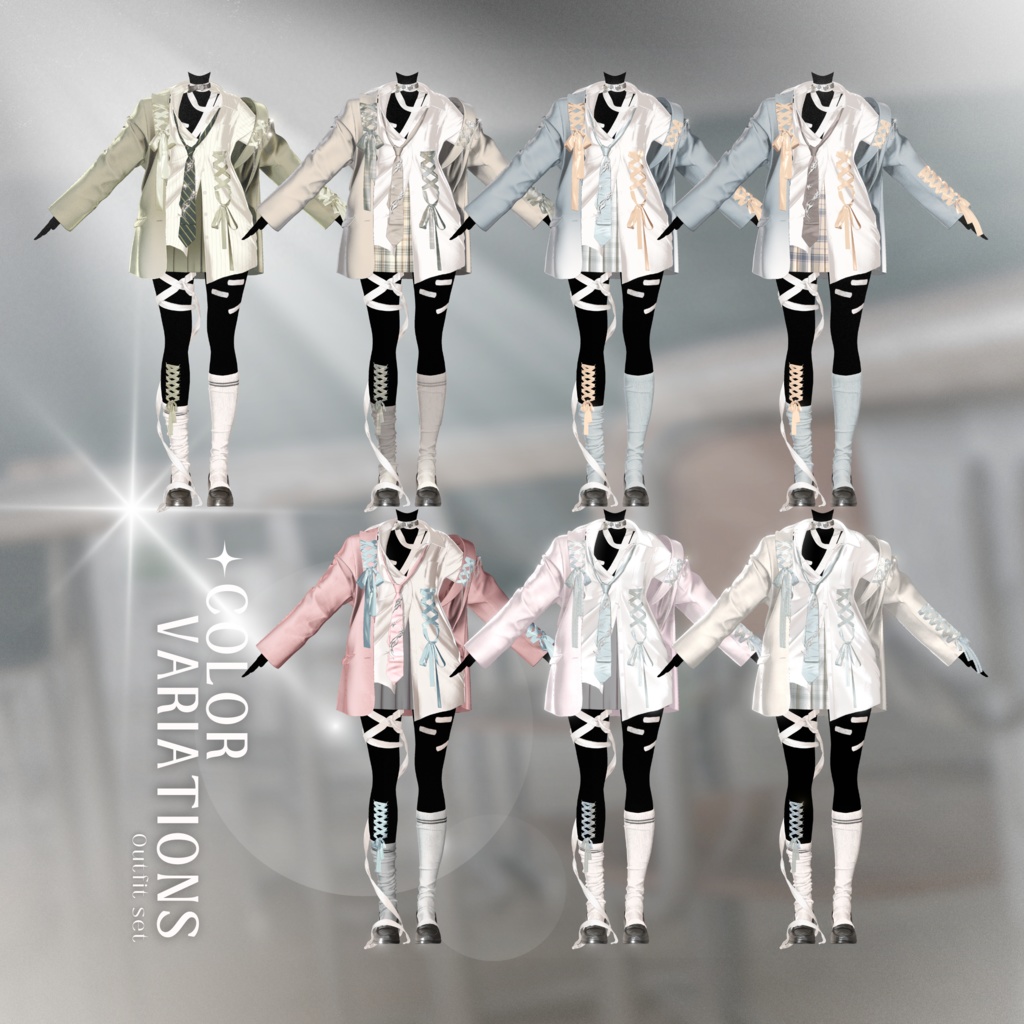 【VRC】ギミック搭載衣装 👔「MessyClassmate」 👔【4アバター対応】