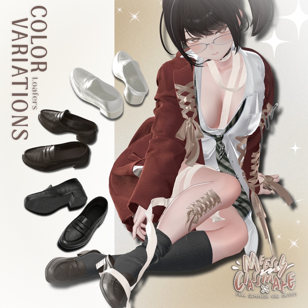【VRC】ギミック搭載衣装 👔「MessyClassmate」 👔【4アバター対応】