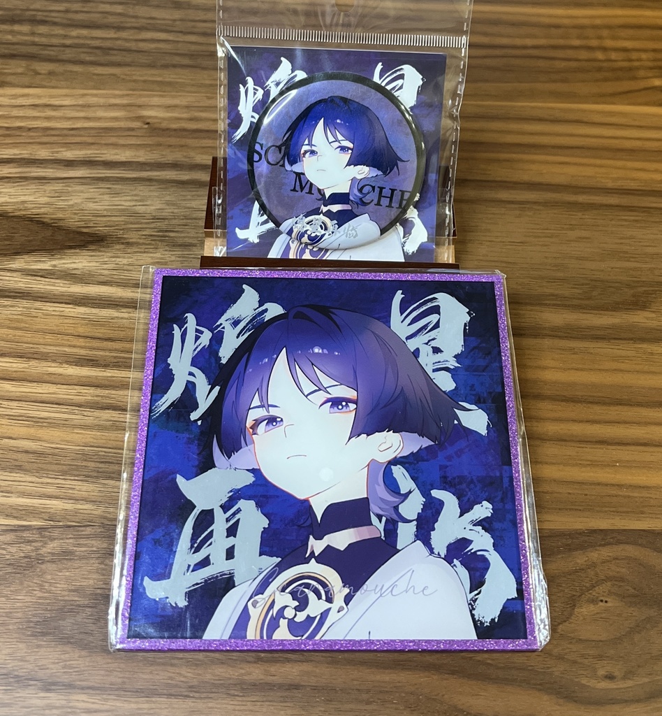 5周年応援価格 期間限定 原神 GENSHIN IMPACT 同人 グッズ 缶バッジ アクリル色紙 Badge & Acrylic colored board 2点セット