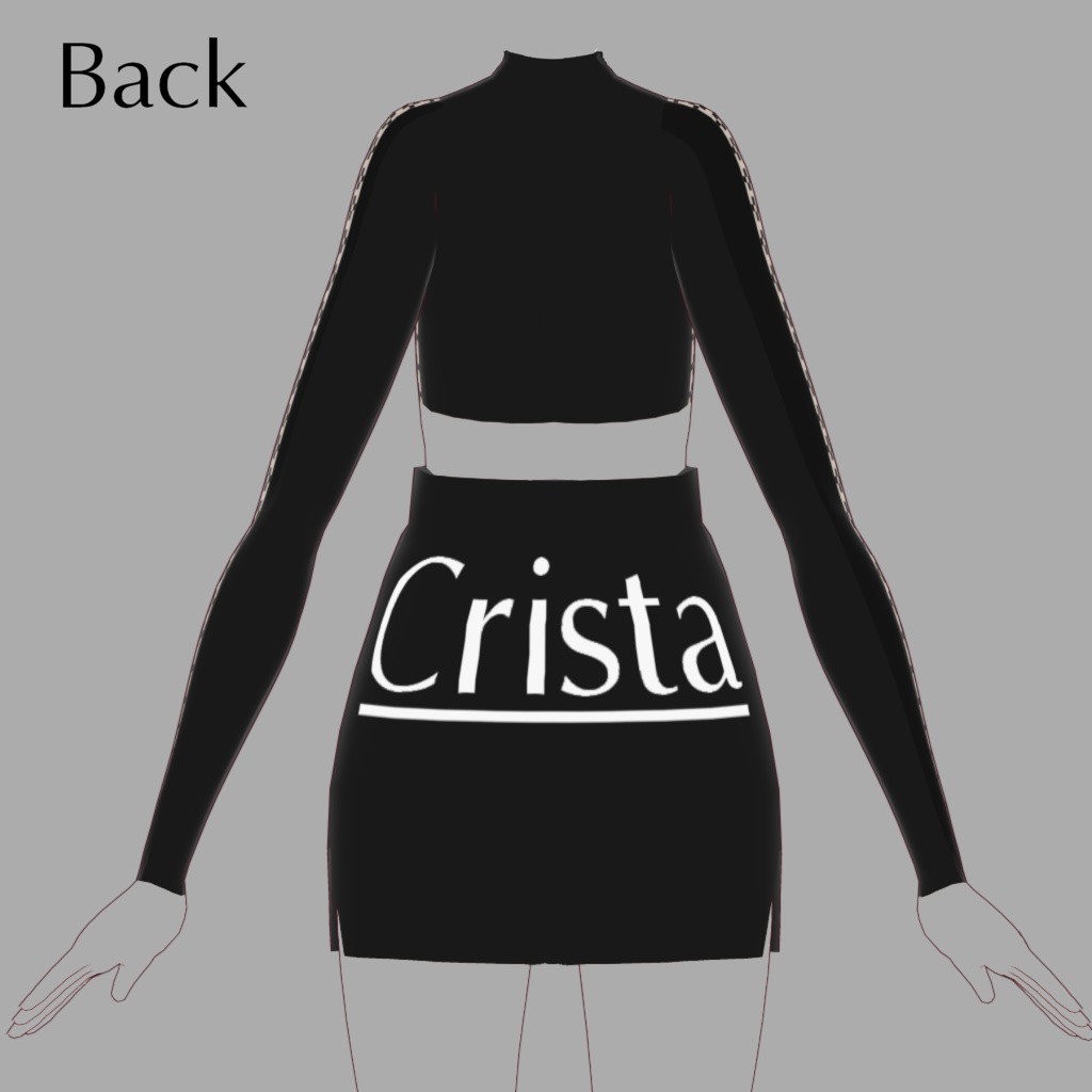 【VRoid】モノトーンミニスカート&インナーセット【モード系】