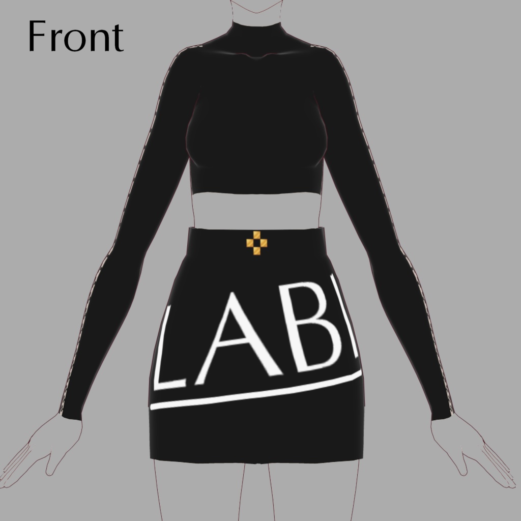 【VRoid】モノトーンミニスカート&インナーセット【モード系】