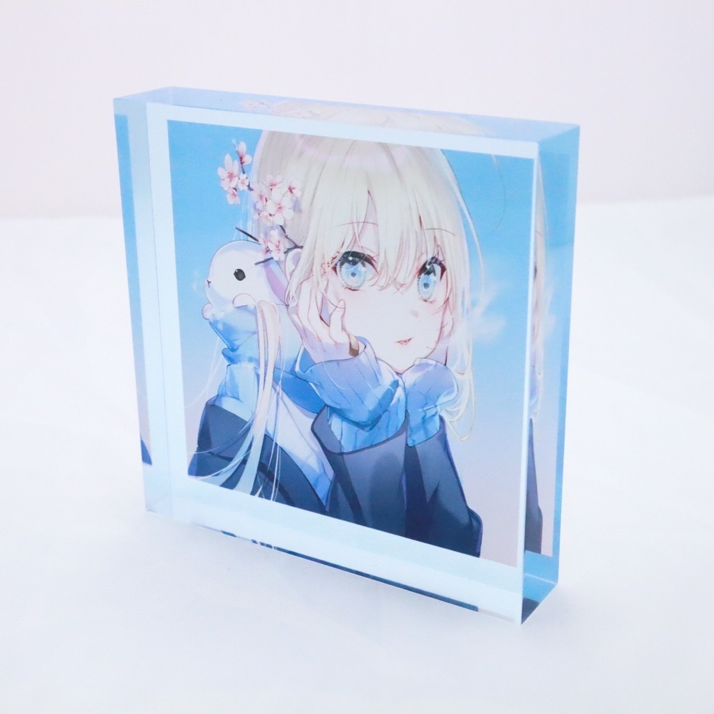 【受注販売】アクリルブロックC『桜とうさぎとないしょの話』