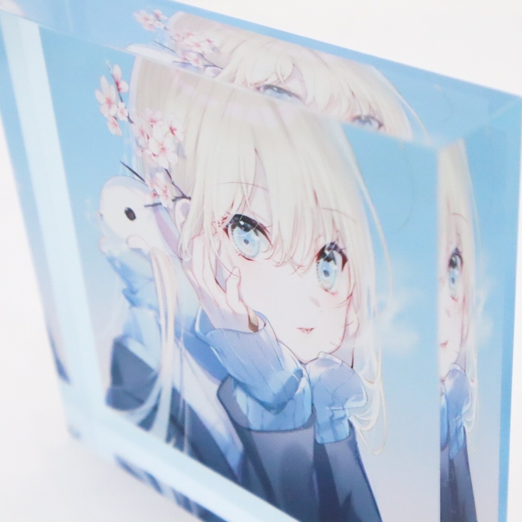 【受注販売】アクリルブロックC『桜とうさぎとないしょの話』