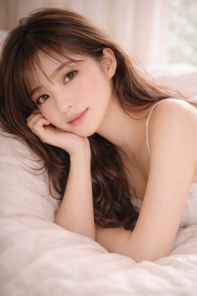 『静かな朝、彼女はまだ眠っている。