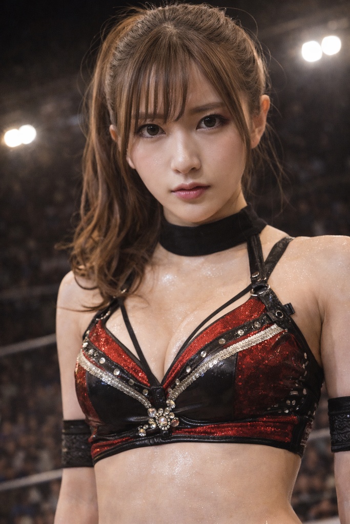 【AI生成】シネマティック女子プロレス・フォトストーリー集|Red Dominion