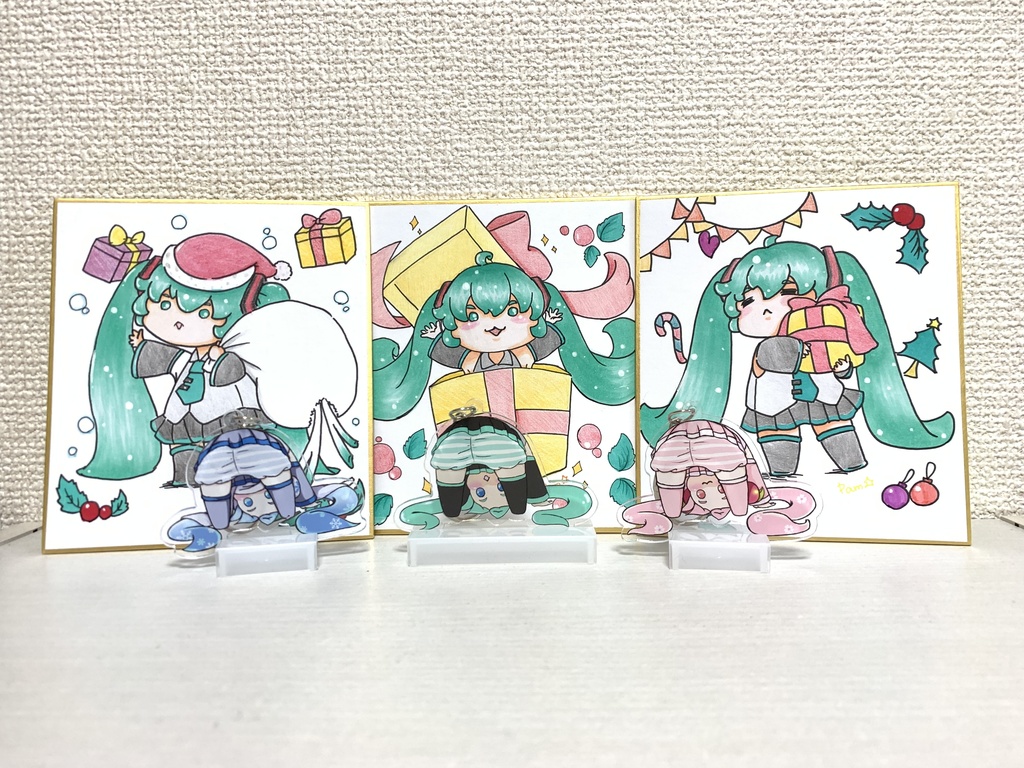 ミク3姉妹おぱんちゅ❤️ちゃん(色紙イラスト付きセット)