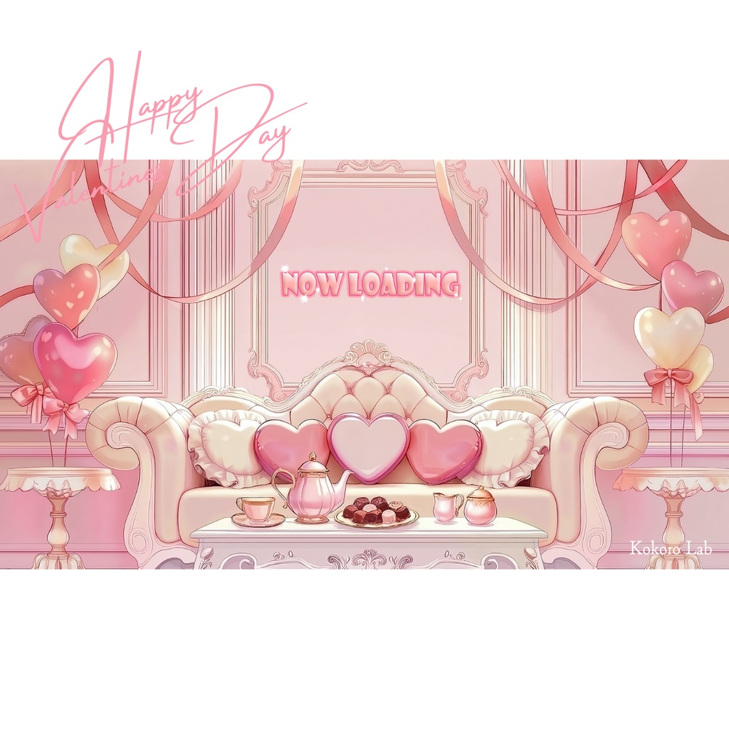 ピンク×ハートのバレンタインルーム背景(静止画版)