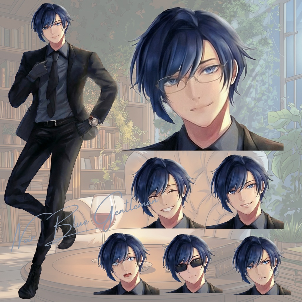 【立ち絵】透過PNG・表情差分：Noir Blue Gentleman