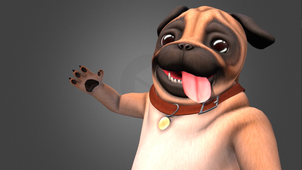 Wrinkly Pug 3d Model For Vrchat Greatdogdoggo Booth