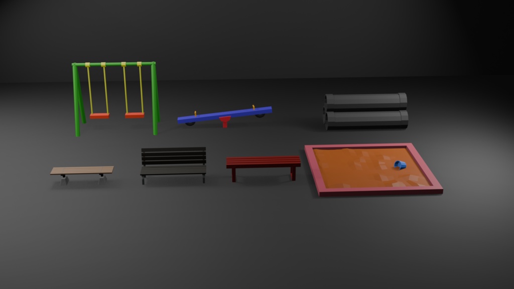 公園遊具セット / Low-poly Playground Assets Pack