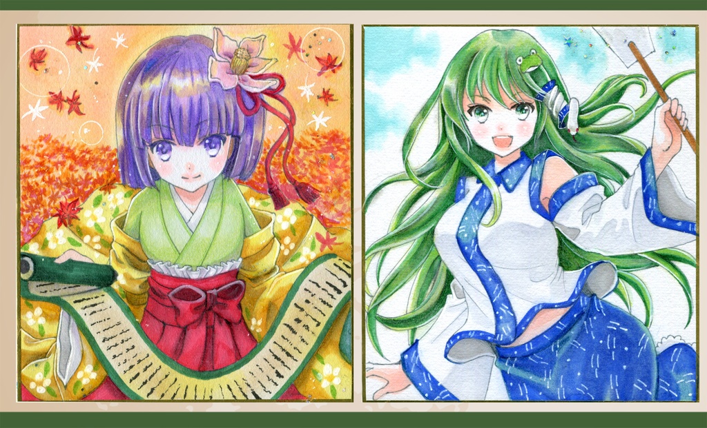 【単品でのご注文推奨】オーダー色紙(大色紙)東方 額縁付【納期は14日~30日】