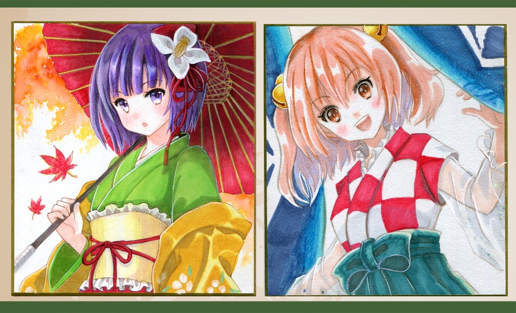 【単品でのご注文推奨】オーダー色紙(大色紙)東方 額縁付【納期は14日~30日】