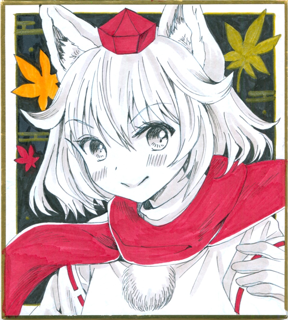 【直筆大色紙/額縁付】犬走椛【今月中発送可】