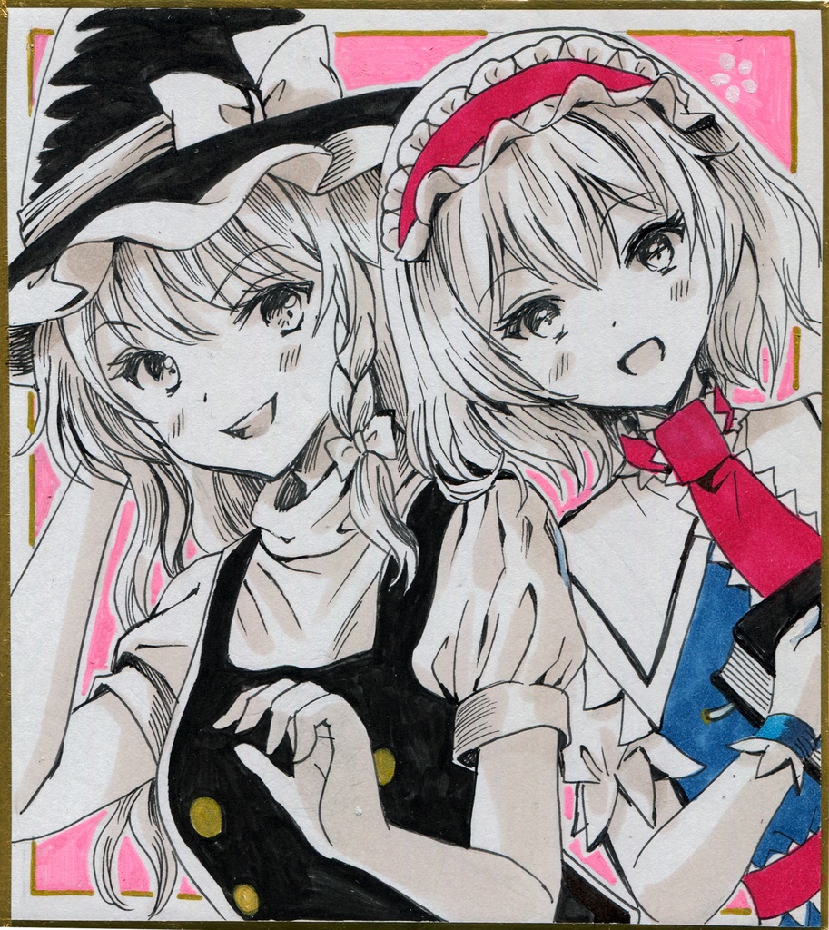 魔理沙&アリス直筆小色紙【今月中発送可】