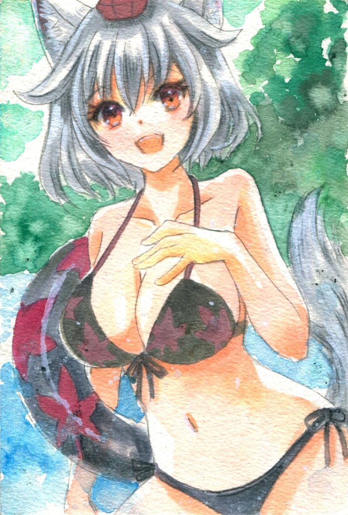 【東方】犬走椛ビキニ【ハガキサイズ原画】