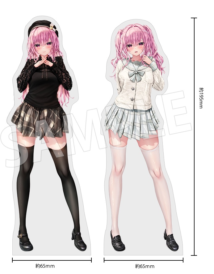【受注生産】春風 桜音羽　オリジナルキャラクター アクリルスタンド2種セット (制服＆私服)