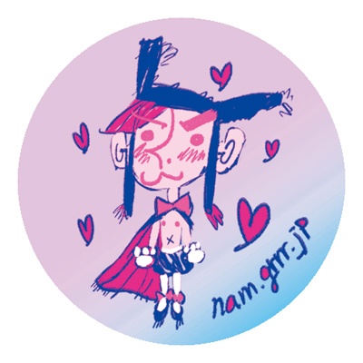 マユゲのキラキラ缶バッジ (ハートのホログラム)