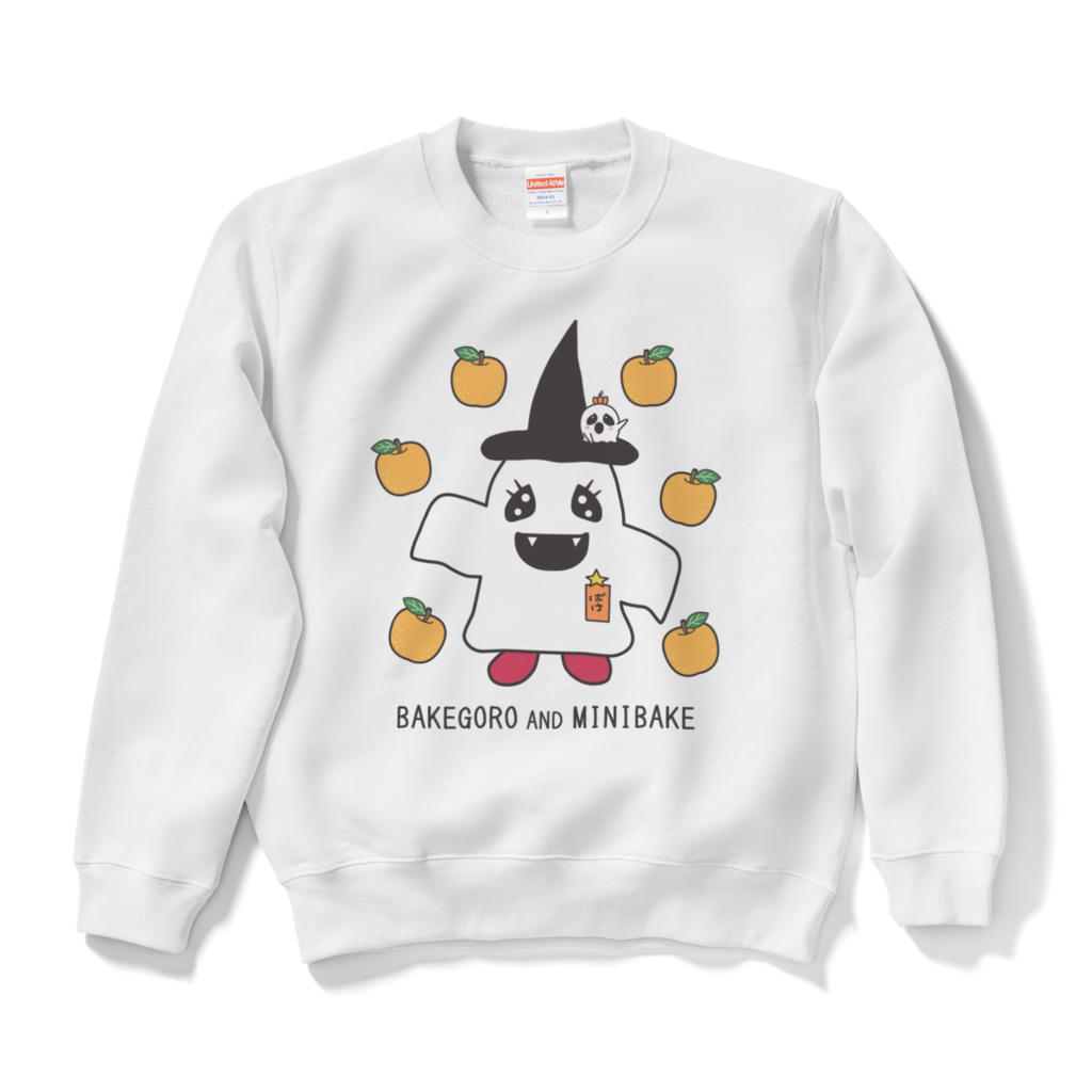 【ばけごろう＆ミニばけ】たくさんの梨スウェット・白