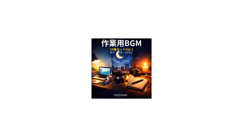 作業用BGM 10曲セット Vol.1｜集中・夜作業・文字書き｜mp3/wav