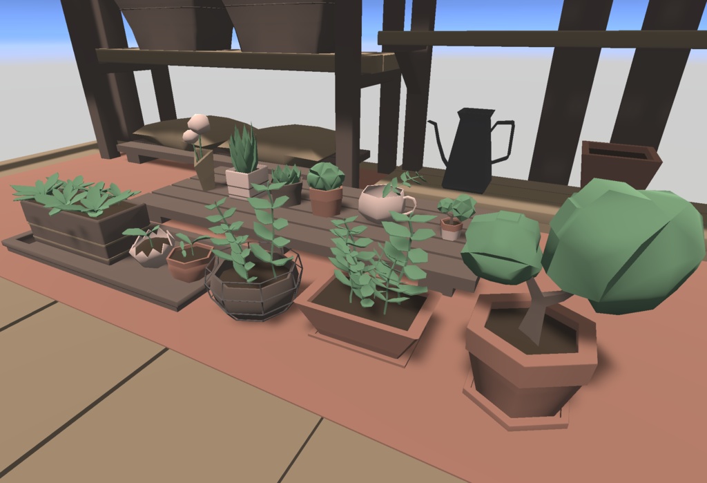 【VRChat想定】ローポリな植物&雑貨詰め合わせ34点セット