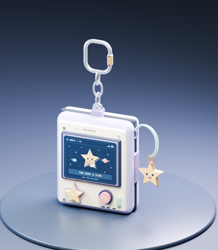 【無料 / VRChat向け素材】HOSHIBIN(星便)|星のガジェットキーホルダー【3色・Blender / FBX】