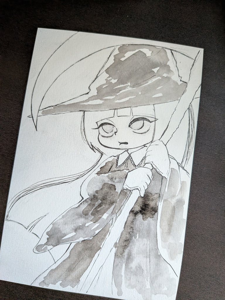 描きかけの原画（はがきサイズ）