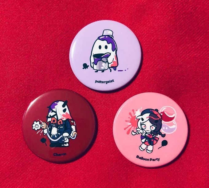 缶バッチ カローン、バルーンパーティー、ポルターガイスト