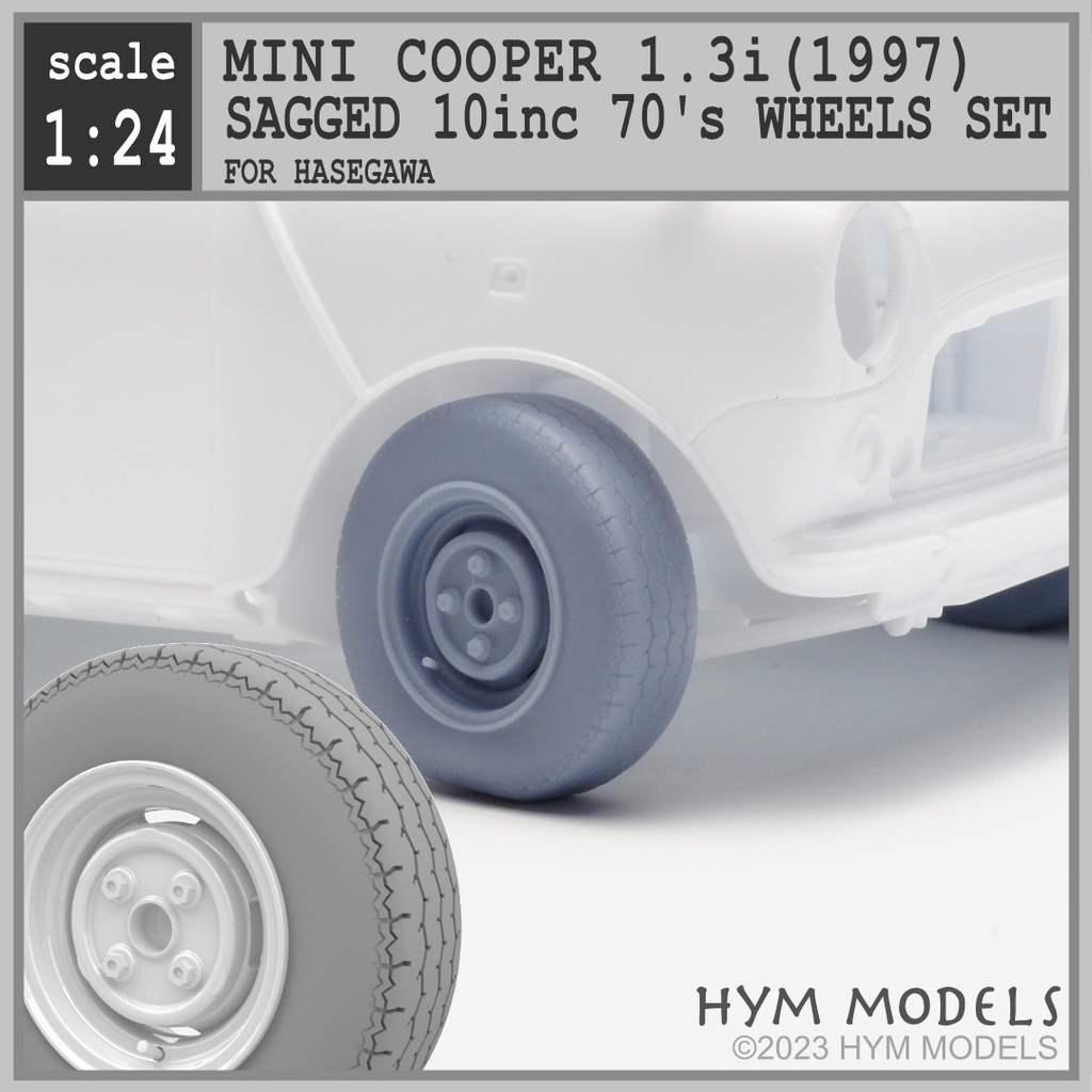 1/24 ミニクーパー1.3i用 自重変形10インチタイヤセット（70's） - HYM