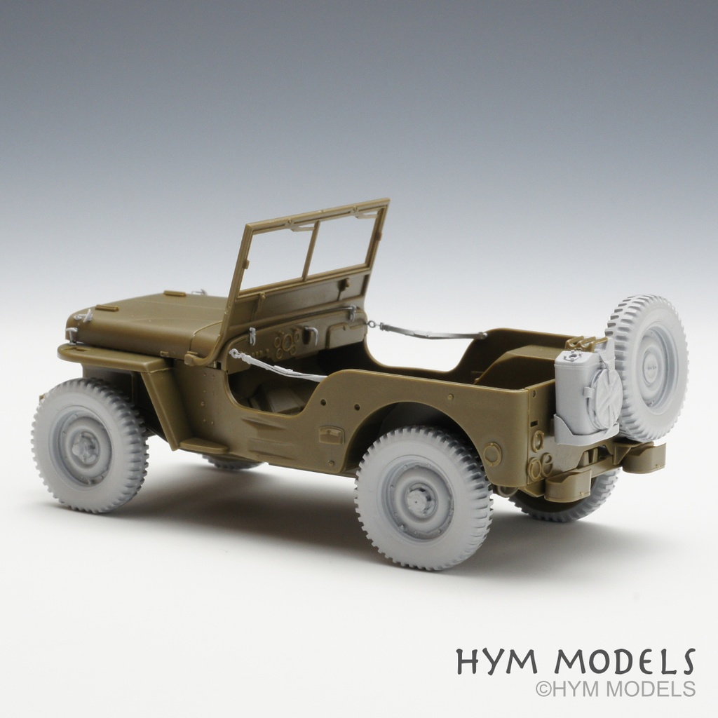 1/35 ジープ ウィリスMB用 自重変形タイヤ+ディテールアップパーツセット