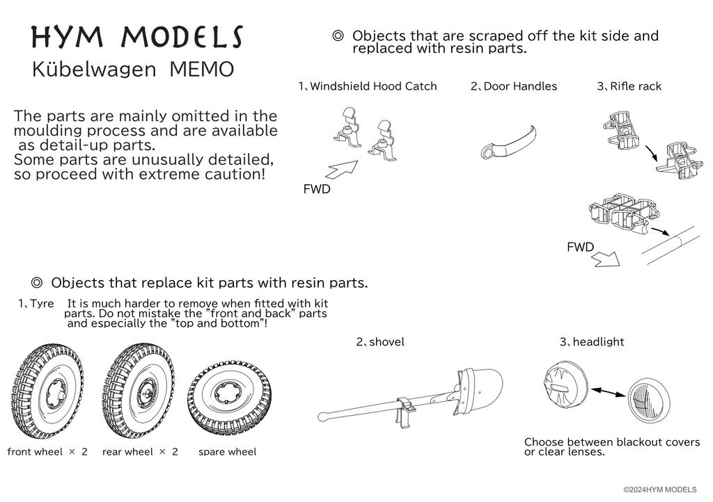 1:35 KÜBELWAGEN TYPE82 Sagged wheel set & detail set