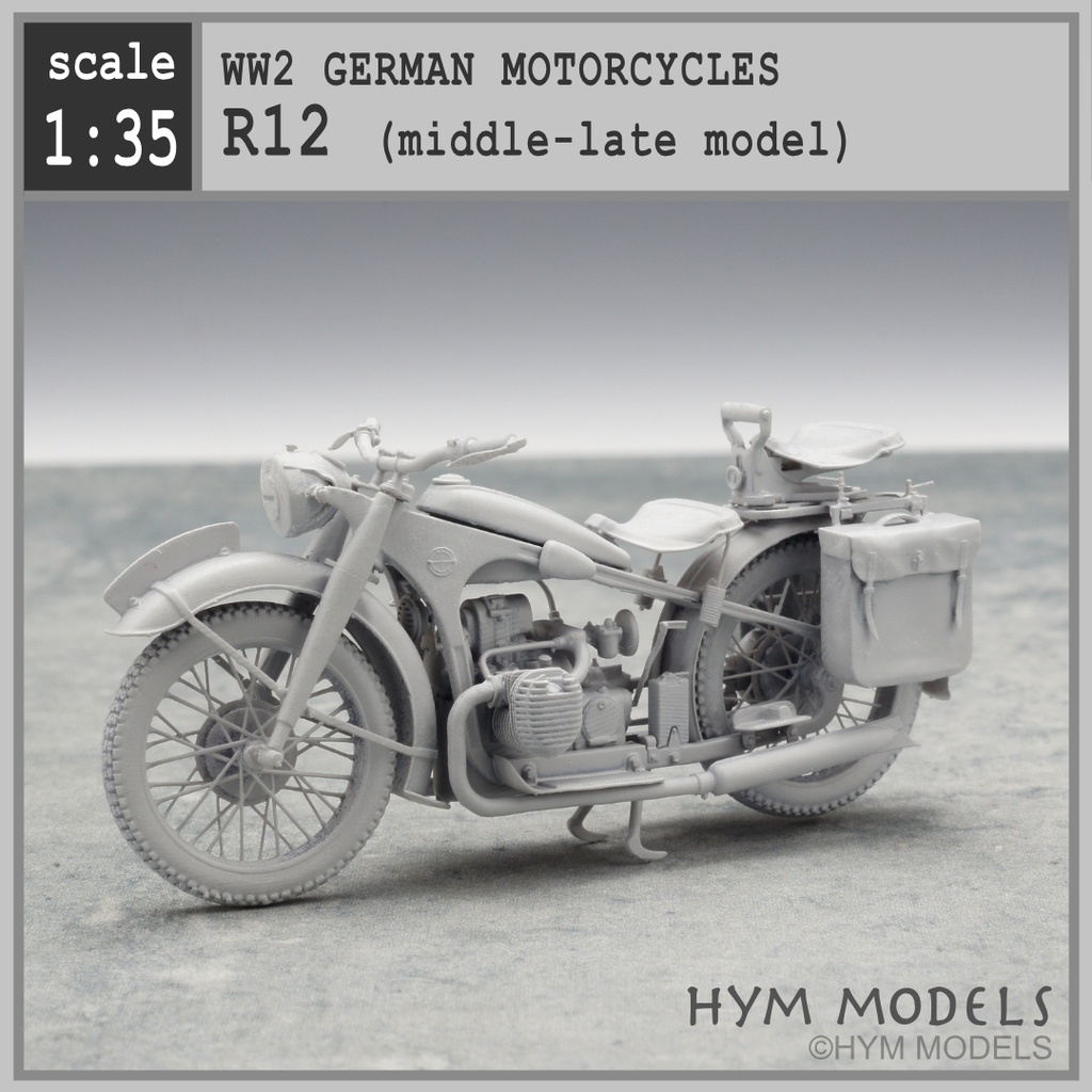 1:35 WWII German military motorcycle R12 (middle-late type) full kit in 3D resin (1 car)