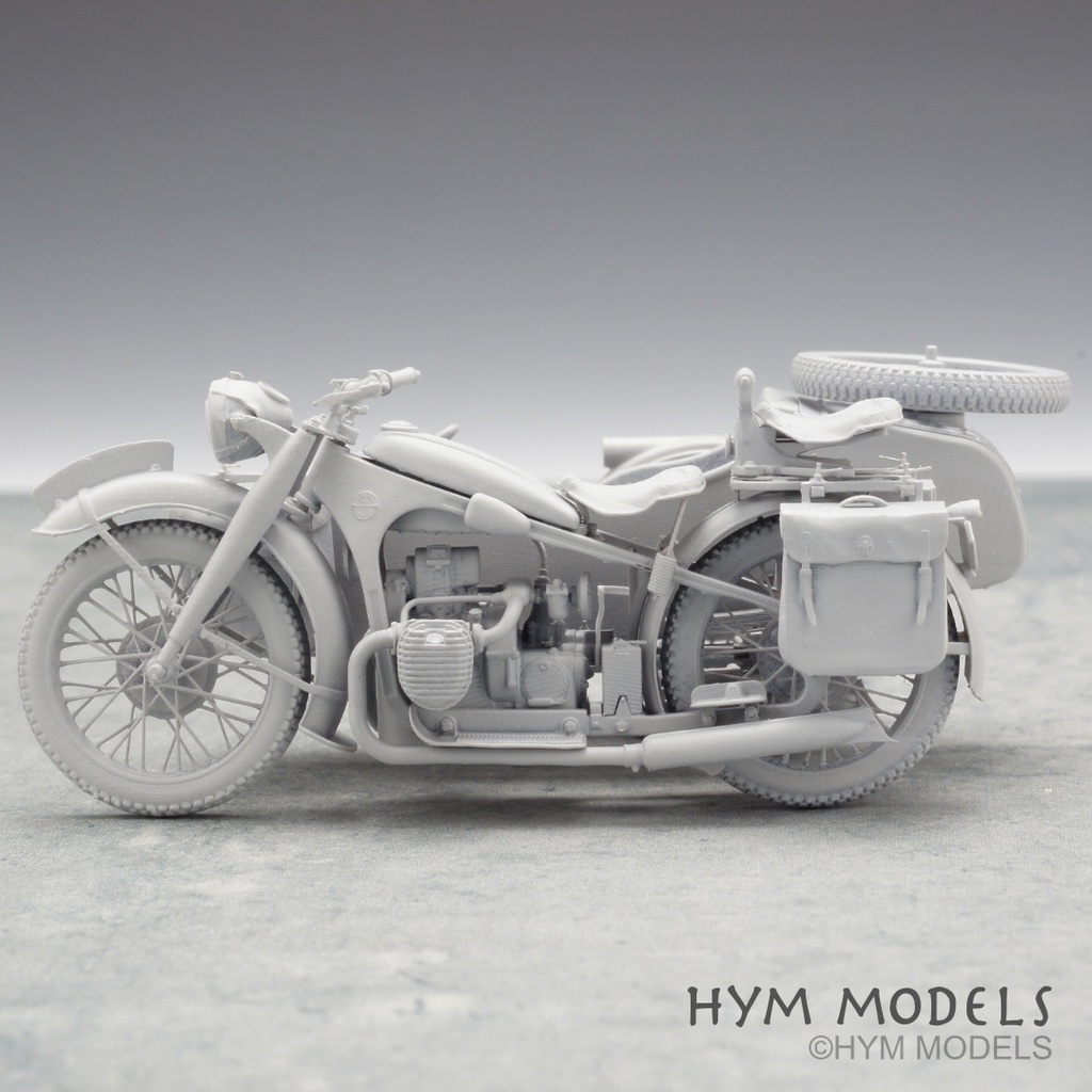 1:35 WWII German military motorcycle R12 & SIDECAR full kit in 3D resin (1 car)