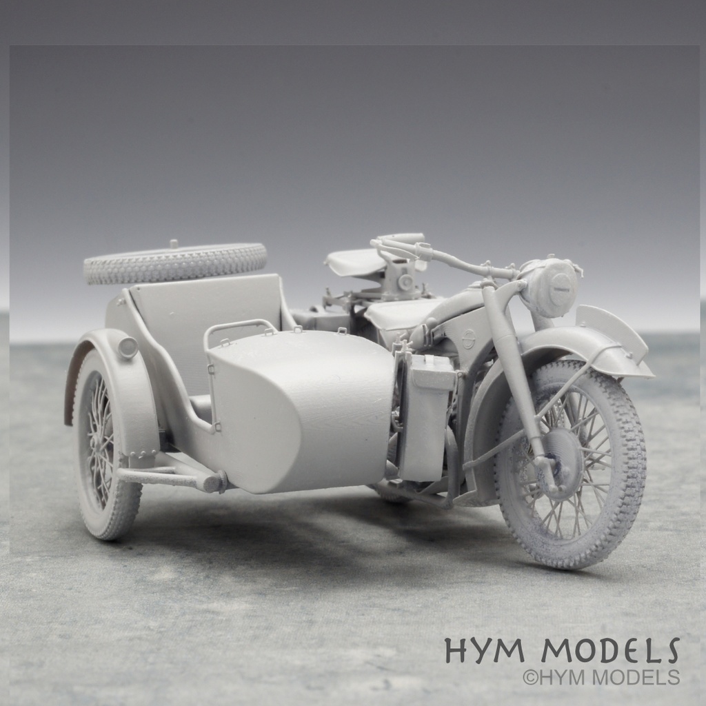 1:35 WWII German military motorcycle R12 & SIDECAR full kit in 3D resin (1 car)